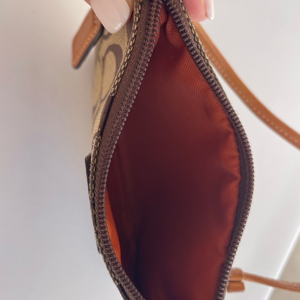 Coach Tan and Brown Signature Wristlet - Picture 4 of 4